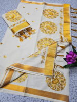 Kerala Cotton Golden Saree